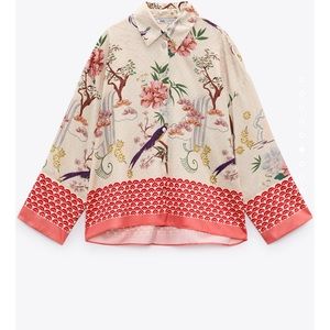 Zara satil floral shirt size M